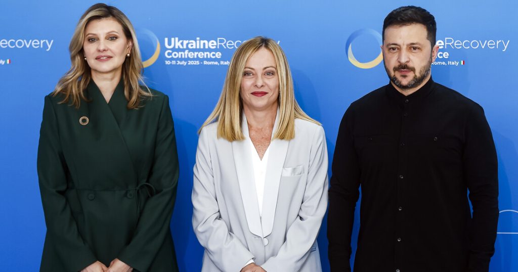 Olena Zelenska, moglie di Volodymyr Zelensky e Giorgia Meloni