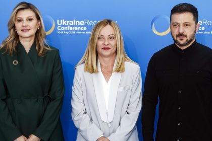 Olena Zelenska, moglie di Volodymyr Zelensky e Giorgia Meloni