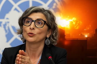 Francesca Albanese, relatrice speciale delle Nazioni Unite per i Territori Palestinesi a Ginevra