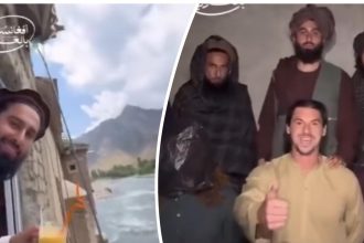 Frame dal video, talebani prono al turismo