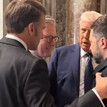 Trump con il premier britannico Starmer, il presidente francese Macron e quello ucraino, Zelensky ai funerali di papa Francesco