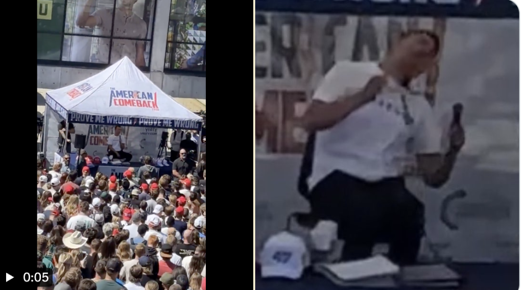 Il comizio e il momento del ferimento