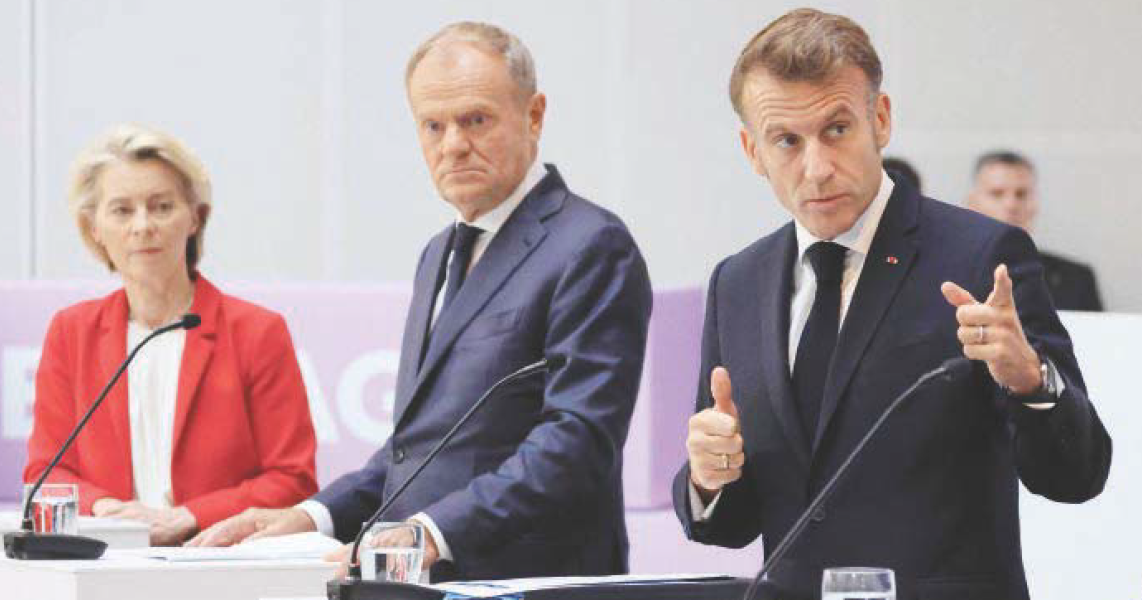 Al palazzo di Christiansborg La presidente della Commissione Ue von der Leyen, il premier polacco Tusk, il presidente francese Macron