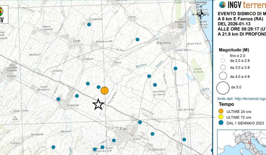 Terremoto nel Ravennate: due scosse 4.3 e 4.1. Stop ai treni per verifiche